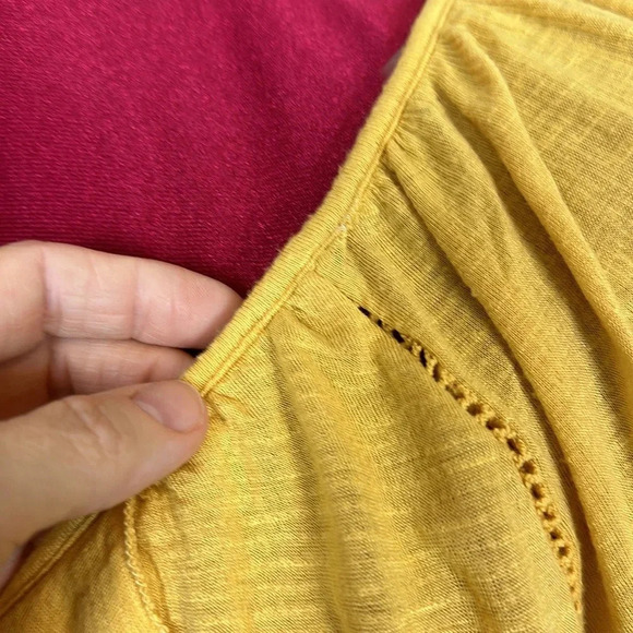 American Rag cie long sleeve raglan v-neck flounce front tie elastic XS - S - Picture 5 of 10